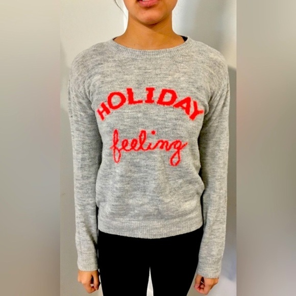 H&M Sweaters - H&M L.O.G.G. Gray Orange Christmas Holiday Feeling Soft Oversized Sweater XS